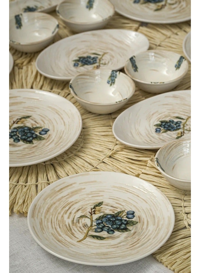 Bambum Blueberry 16-Piece 6-Person Porcelain Breakfast Set – Made in Turkey - Image 3